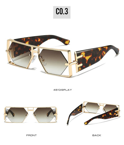 2025 New Hollow Sunglasses Men Women Hip Hop Internet Celebrities Ins Fashion Sun Glasses Ladies Female Alloy Frame Square UV400