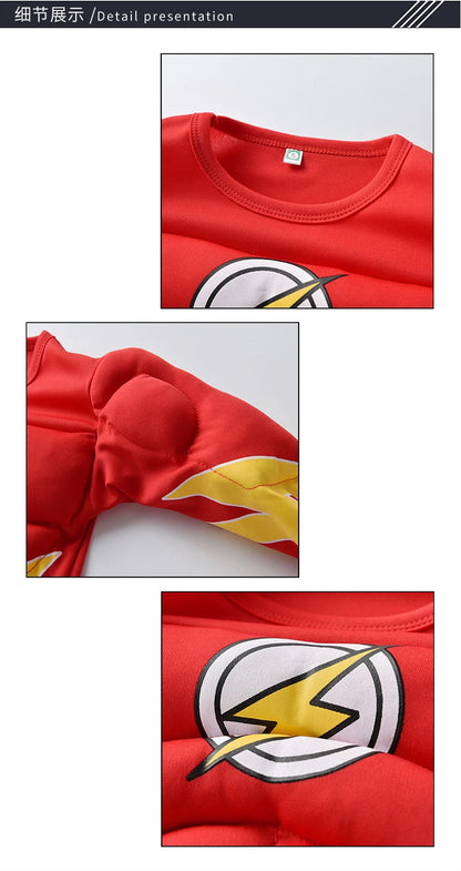 The Superhero Flash Men Cosplay Costume Kids Boys Girls Tops Pants With Mask Allen Muscle Suit Halloween Party Children Casual