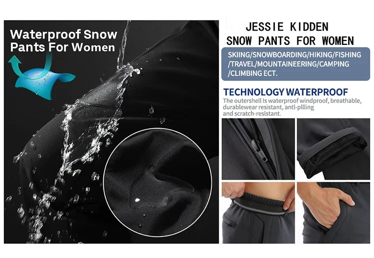 Women Winter Ski Trekking Pants Hiking Snow Autumn Outdoor Soft Shell Thick Cloth Keep Warm Windproof Warm Camping Trousers