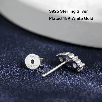 Sparkling Ins 3-Stone 0.6CT D Color Moissanite Stud Earrings For Women S925 Sterling Silver Diamond Earring Fine Jewelry