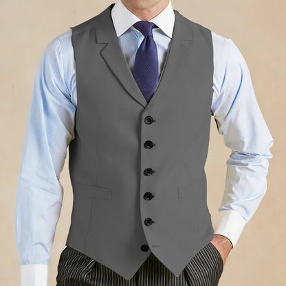 Men Vest Light Gray With Lapel Single Breasted Waistcoat For Wedding Banquet Business Work Office Casual Daily Men Suit Vest