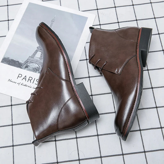 Mayba Pointed Leather Shoes Men Casual Shoes Ankle Boots Size 38-48