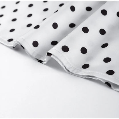 Fashion Lace Up Polka Dot Mini Dress Women Square Collar Short Sleeve Satin Party Dresses2026 Summer Lady Elegant Beach Robe New