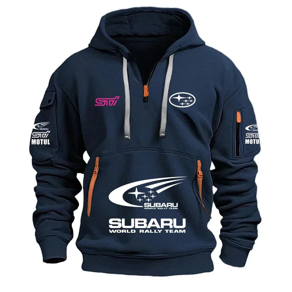 2026 New SUBARU STI Racing Series Men's Sports Hoodie with Kangaroo Pocket and Warm Fleece