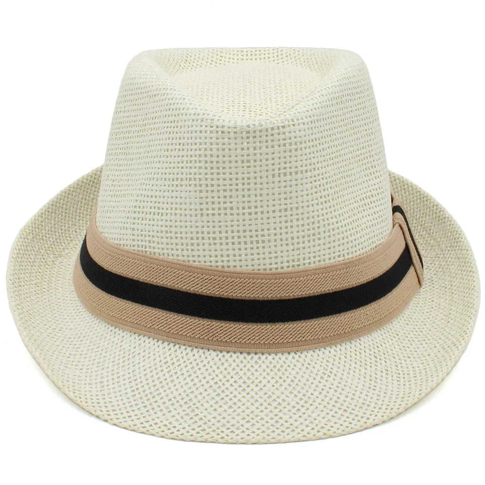 2 Sizes Parent-child Men Women Kids Boy Straw Fedora Hats Summer Trilby Sunhat Classical Jazz Caps Sombrero Beach Outdoor Travel