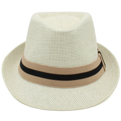 2 Sizes Parent-child Men Women Kids Boy Straw Fedora Hats Summer Trilby Sunhat Classical Jazz Caps Sombrero Beach Outdoor Travel