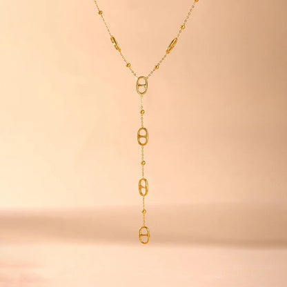 Fashion Long Chain Stainless Steel Necklacs For Women PVD Real Gold Plated Metal Female Collar Party Banquet Jewelry