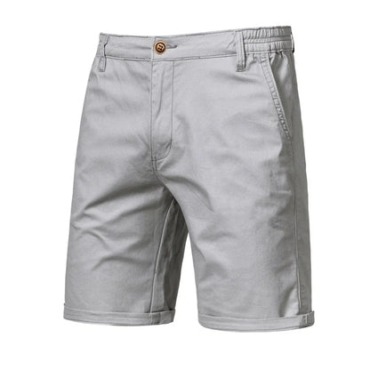 2026 New Summer 100% Cotton Solid Shorts Men High Quality Casual Business Social Elastic Waist Men Shorts 10 Colors Beach Shorts