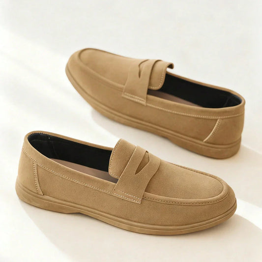 Business Commute Slip On Men's Loafers Preppy Breathable Suede Casual Shoes Outdoor Flats Non Slip Daily Walking Driving Shoes