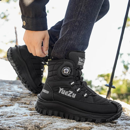 New Winter Oversized Men's Boots Waterproof Cold Resistant Plush and Warm Snow Boots Outdoor Thick Soled Casual Work Boots