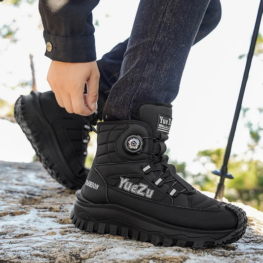 New Winter Oversized Men's Boots Waterproof Cold Resistant Plush and Warm Snow Boots Outdoor Thick Soled Casual Work Boots