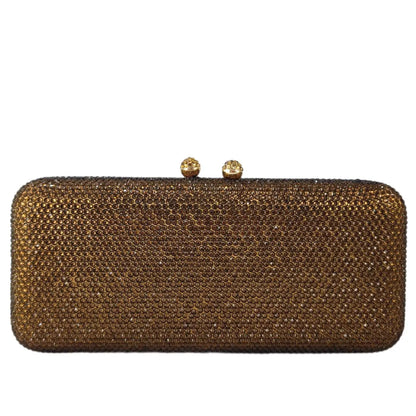Women Brown Crystal Evening Bag Formal Party Dinner Rhinestone Handbags and Purses Bridal Diamond Clutch Purse