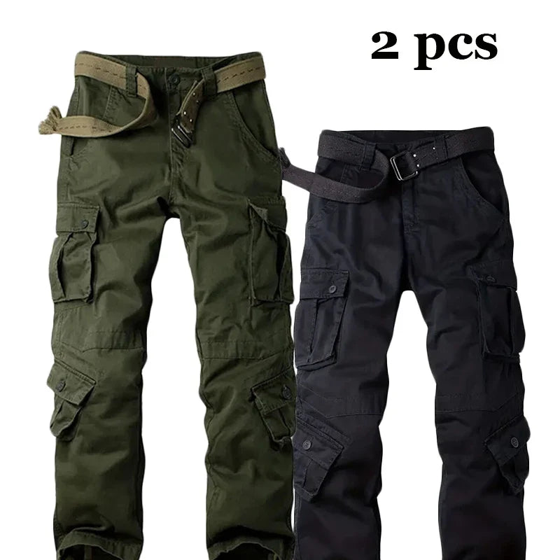 Multi-Pocket Work Pants Men Midweight Field Training Trousers Autumn 1/2Pcs Casual Cargo Pants Outdoor Tactical Hiking Trousers