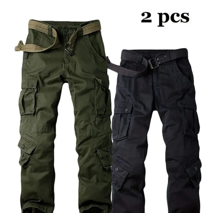 Multi-Pocket Work Pants Men Midweight Field Training Trousers Autumn 1/2Pcs Casual Cargo Pants Outdoor Tactical Hiking Trousers
