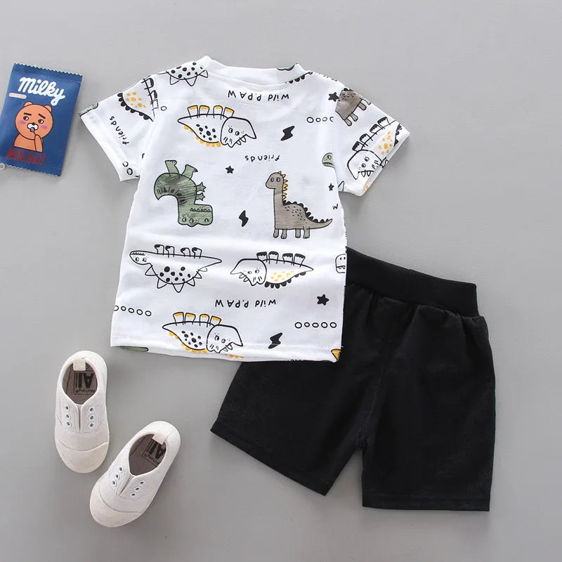 Summer Baby Boys Clothes Sets Fashion Unisex Kids T-Shirt + Simple Shorts 2 Pcs Suits Lovable