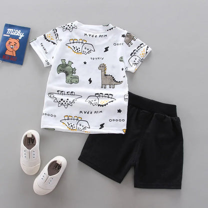 Summer Baby Boys Clothes Sets Fashion Unisex Kids T-Shirt + Simple Shorts 2 Pcs Suits Lovable