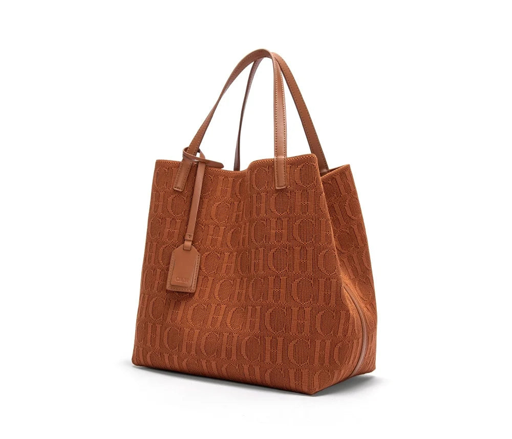 High Quality Craft Large Capacity Handbag Ladies Shoulder Bag Fashion Classic New Pure Color Outer Pocket Ladies Handbag