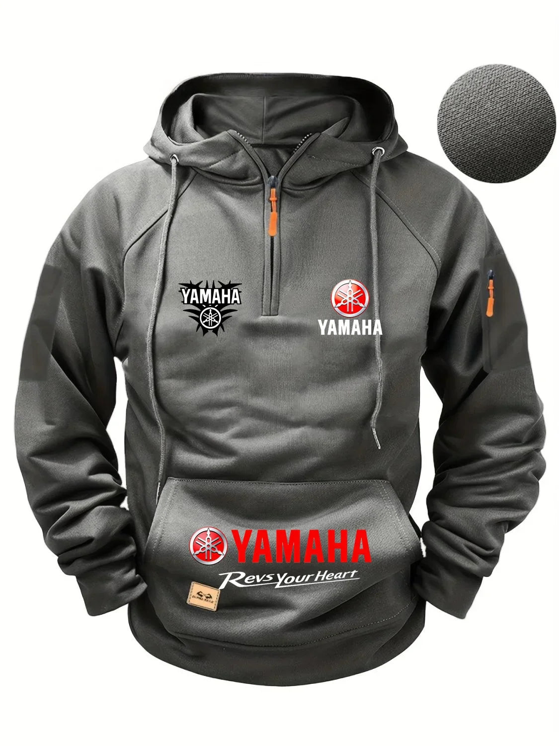 2026 new Yamaha autumn and winter retro heavyweight men's fleece hooded sweatshirt long sleeved motorcycle casual jacket