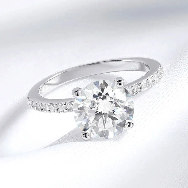 1-3CT D Color Moissanite Ring for Women 925 Sterling Silver Sparkling Lab Diamond Promise Band Valentine's Day Gift