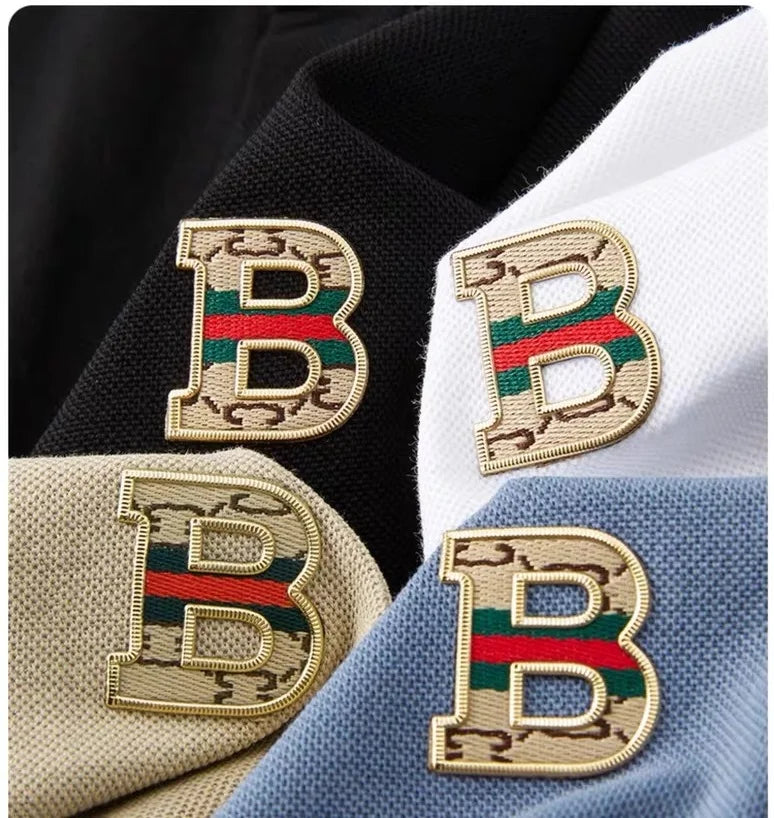 100% pure cotton high-end brand fashionable men's short sleeved polo shirt autumn original letter design golf top T-shirt