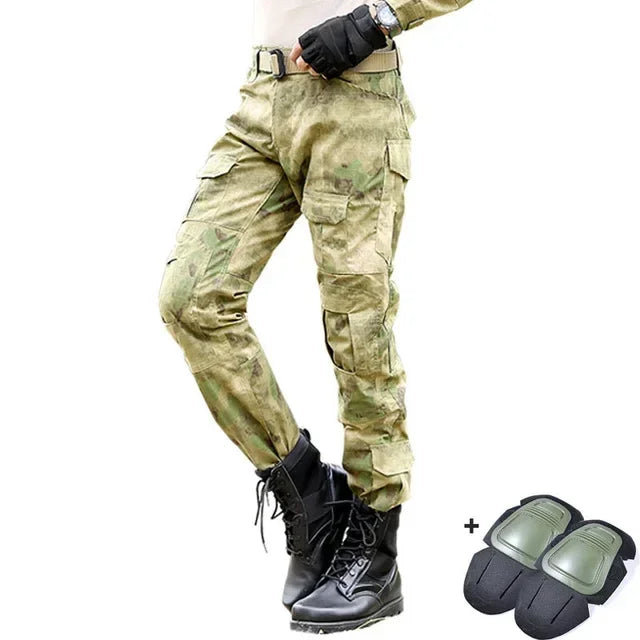 Men's Fashion Outdoor Hiking Overalls Pants Camouflage Tactical Pants Hunting Uniform Fighting Multi-Pocket Trousers