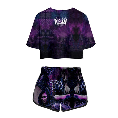 Rhea Ripley Merch Tops Two Piece Set Shorts+Lovely TShirt Harajuku Streetwear Girl Sets Everyday Wear