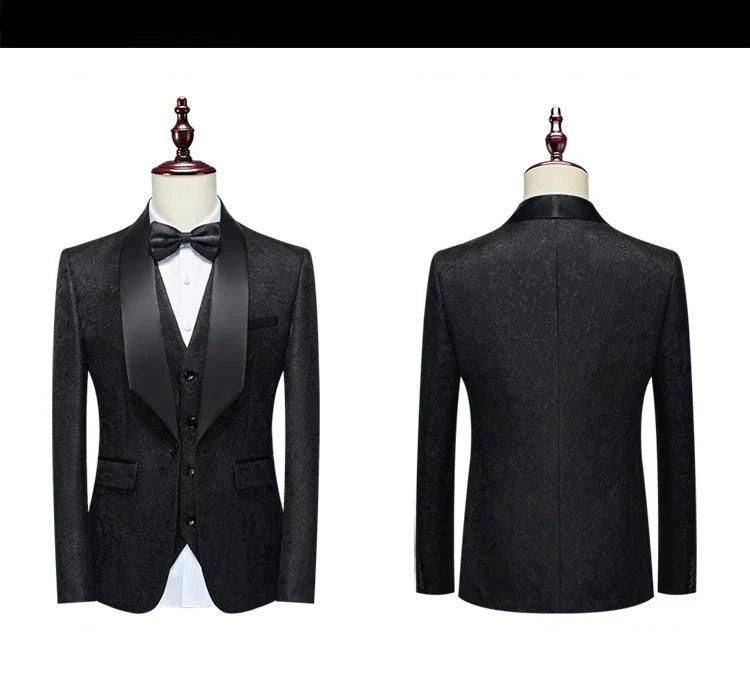 New Tuxedo 3 Piece Suit, Men's Groom's Suit, Top + Vest + Pants