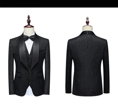 New Tuxedo 3 Piece Suit, Men's Groom's Suit, Top + Vest + Pants