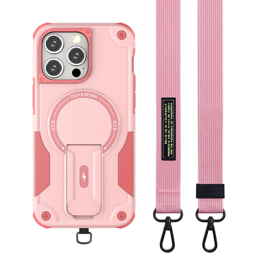 Crossbody Cool Magnetic Phone Case for iPhone 17 Pro Max 16 Plus 15 14 13 12 Lens Protection invisable Bracket for Magsafe Cover