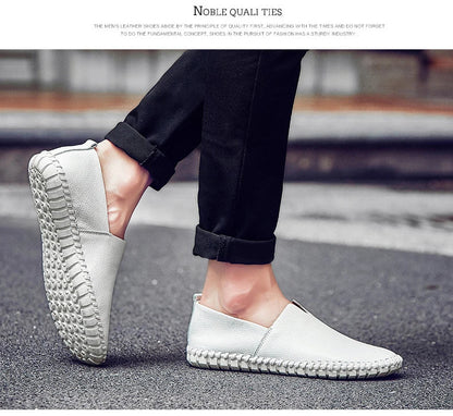 New Summer Breathable Men Loafers Handmade Leather Men's Driving Shoes Luxury Brand Flat Casual Shoes Soft Breathable Men Shoes