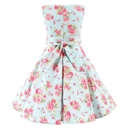 Girl's Retro Dress,Summer Princess Sleeveless Polka Dots Cotton Lightthin Romantic Floral 50s Vintage Dress Party Wedding Daliy