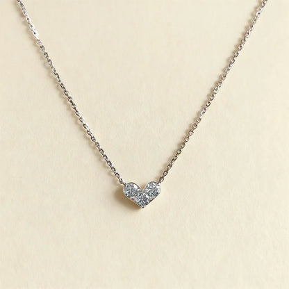 3-Stone Round Cut Full Moissanite Pendant Necklace Heart Shape for Woman 925 Silver Certified Lab Diamond Lucky Neck Chain