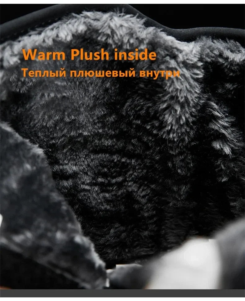 New Warm Men Plush Snow Boots High Top Winter Men's Boots Waterproof Winter Motorcycle Boots Outdoor Anti-Slip Men Hiking Boots
