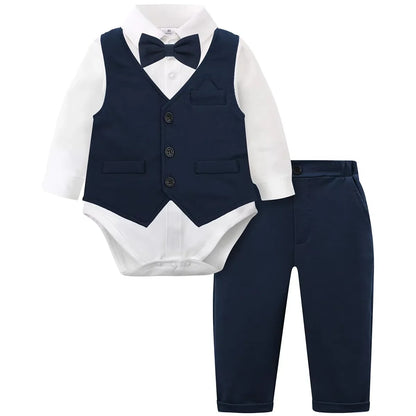 Baby Tuxedo Boys Suit Infant Wedding Gentleman Formal Dress Easter Ring Bearer Outfit Set Toddler Birthday Party Gift Clothes