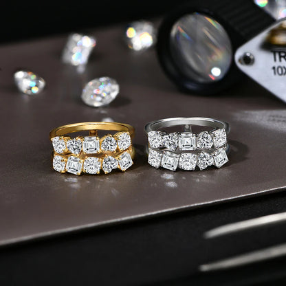 ATTAGEMS Bague en Moissanite diamantée taille 3,2 carats pour femme en argent S925 plaqué or blanc 18 carats Bijoux de fiançailles et de mariage de qualité supérieure