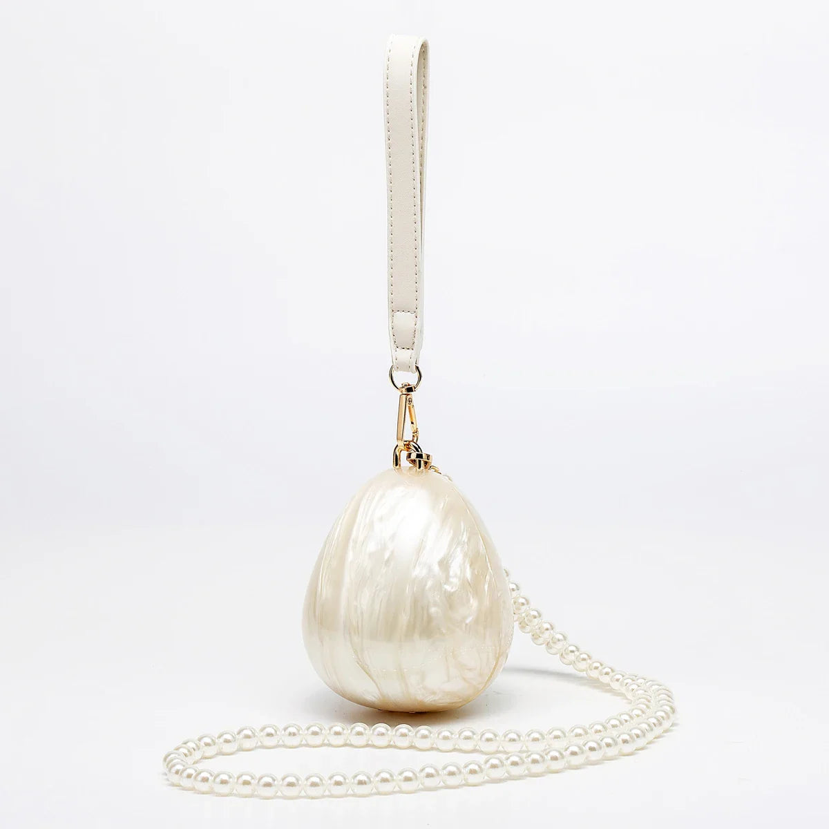 Women Acrylic mini egg bag cute pearl Evening Clutch Bag with beaded strap For Wedding Party Luxury purse And Handbag Designer