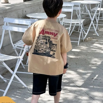 Boys' Casual Short Sleeve T-Shirt 100% Cotton Summer Kids' Clothing Toddler Boys Bestseller