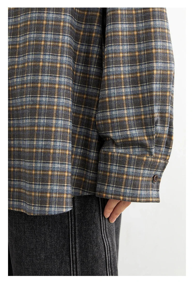 New Women Shirt Loose Casual Long Sleeved Vintage Thick Sanding Female Plaid Blouses Single-breasted Autumn Winter 2026