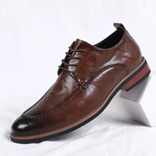 Italian Design Men's Oxford Business Shoes Formal Casual Leather Laces Lace-Up Anti-slip Flat Designer Shoes Comfy Walking Shoes