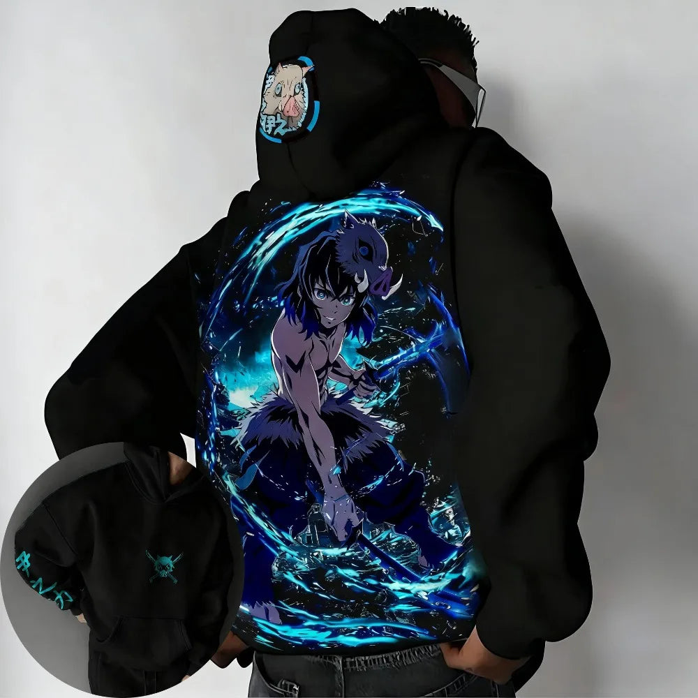 Demon Slayer Men's Hoodie Sweater Tanjiro Kamado Japan Anime Spring Autumn New Boys Children's Long-sleeved Parent-child Outfit