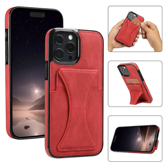 High Quality PU Leather Protective Credit Card Slots Foldable Kickstand Phone Case for iPhone 16 Pro Max 15 Plus 14 13 12 11