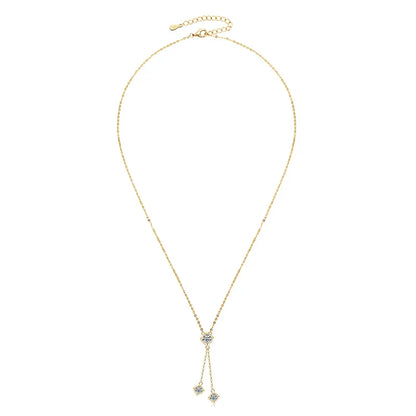 Full Round Cut Moissanite Tassel Chains Pendant Necklaces for Women Real S925 Sterling Silver Fine Jewelry Gifts Collar