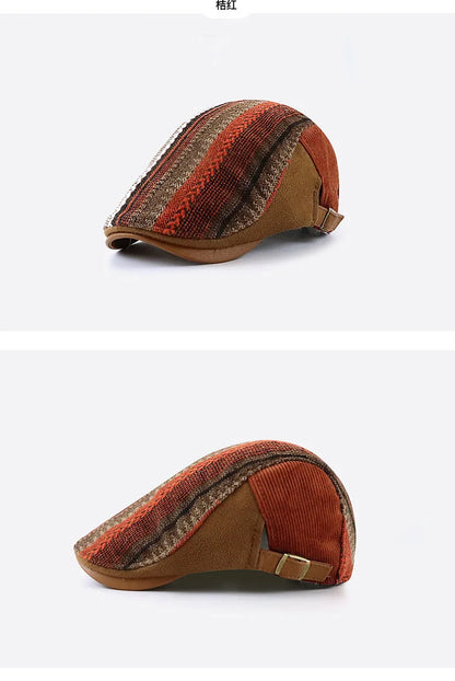 Adjustable Newsboy Hats for Men Flat Cap Male Irish Cabbie Gatsby Tweed Ivy Berets