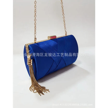 Silky Satin Tassel Banquet Bag, Women Elegant Chain Evening Clutch, Cheongsam Fashion Handbag