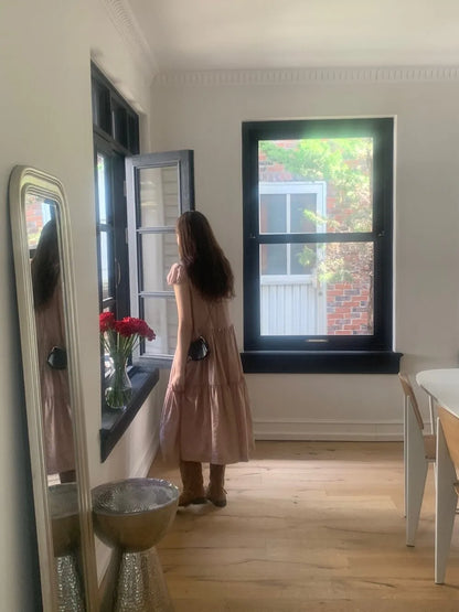 Spring 2025 Chic A-Line Dr Korean Sle Long Svel Women's Faionable Gown Ele Personali Commute Suitable Dr