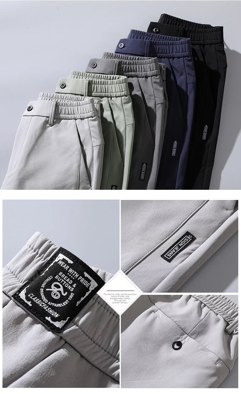 Spring Summer Ultra-thin Men's Stretch Slim Straight Casual Pants High Quality Fashion Breathable Golf Sports Trousers