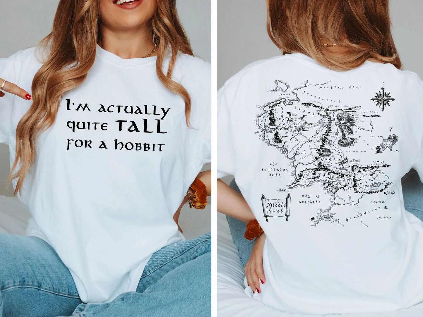 LOTR T-Shirt Tall for a hobbit shirt Funny Nerd Gift Middle Earth map Bilbo Baggins Gandalf Lord of the Rings