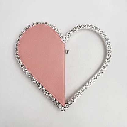 Diamond Red Heart Evening Clutch Women's Designer Chic RhinestoneBlack Wallet Wedding Party Sac A Main Heart Handbag for Woman