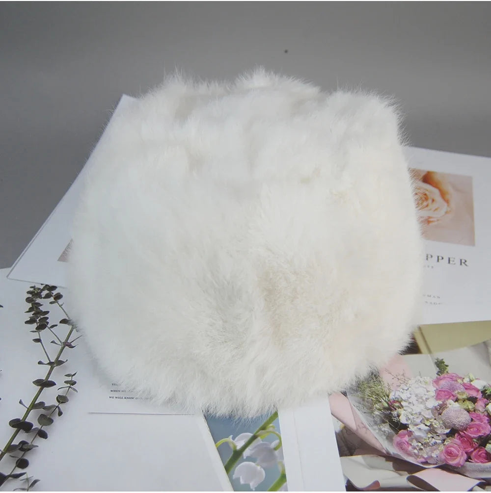 2026  Unisex Winter Russian Outdoor 100% Genuine Rabbit Fur Caps Warm Real Rabbit Fur Bomber Hat Natural Quality Rabbit Fur Hats