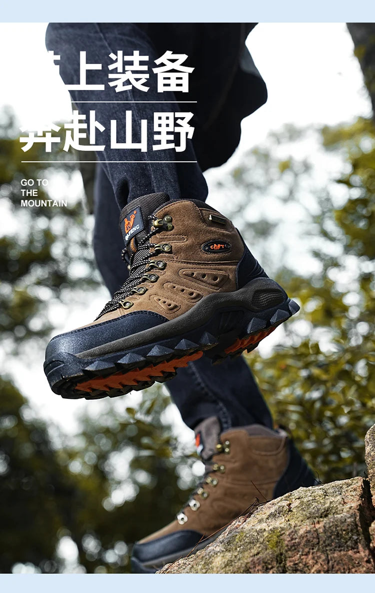 36-48 Autumn Winter Men Women Ankle Boots Leather Tactical Shoes New Plus Anti-Skidding Classical Walking Footwear Summer Hiking